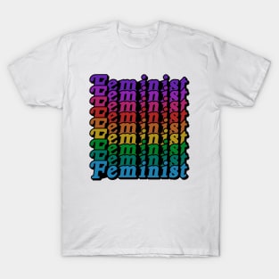Retro Feminist Rainbow Design - Girl Power Queer T-Shirt